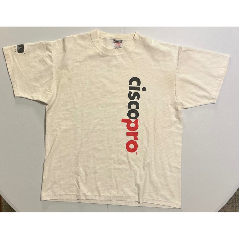 VTG USA Made 90s Cisco Systems Ciscopro T-Shirt Oneita Tech Grunge‎ XL White